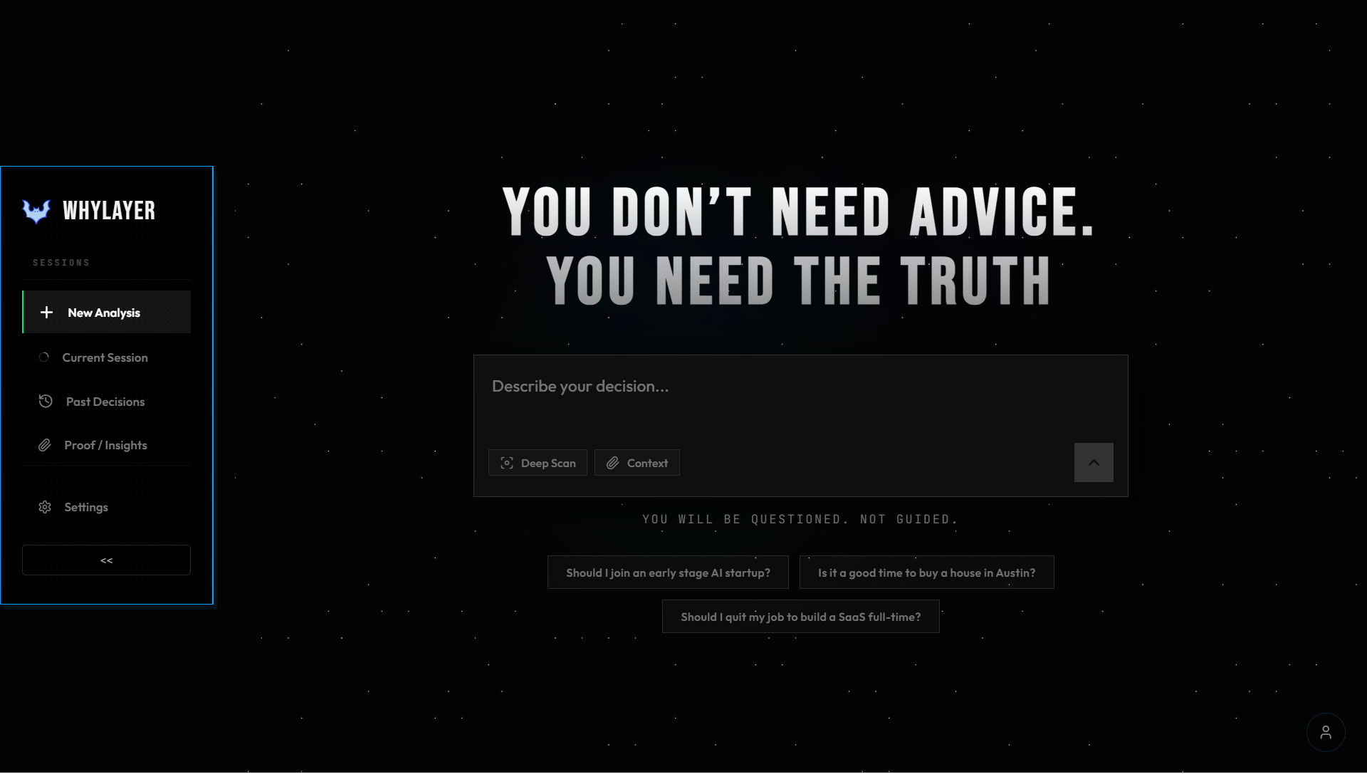 whyLayer — decision-intelligence engine with multi-LLM cascade and web-evidence verification